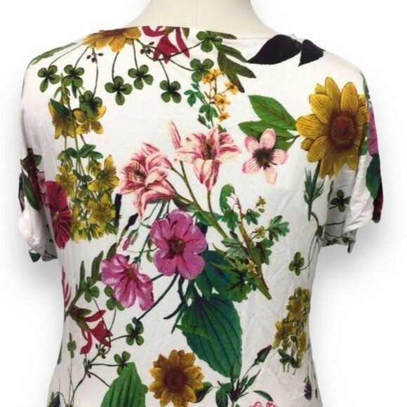 Calvin Klein Women’s Cold Shoulder Floral Top, White Floral, size S - Picture 5 of 8
